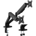 Brateck LDT46-C024 Spring-Assisted Dual Monitor Arm, for 2 monitors, Clamp-on, 17"-32", Tilt Range +90° ~ -90°; Swivel Range +90° ~ -90°; Screeen Rotation 360°, VESA: 75x75, 100x100, Arm Extend: 450mm, Weight Capacity per screen 9 Kg