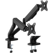 Brateck LDT46-C024 Spring-Assisted Dual Monitor Arm, for 2 monitors, Clamp-on, 17"-32", Tilt Range +90° ~ -90°; Swivel Range +90° ~ -90°; Screeen Rotation 360°, VESA: 75x75, 100x100, Arm Extend: 450mm, Weight Capacity per screen 9 Kg