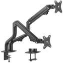 Arm for 2 monitors 17"-32" - Gembird MA-DA2-02, Steel (1.35 mm), Gas spring 2-8 kg, VESA 75/100, arm rotates, extends and retracts, tilts to change reading angles, and allows to rotate display from landscape-to-portrait mode