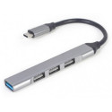 Gembird UHB-CM-U3P1U2P3-02, USB Type-C 4-port USB hub (USB3 x 1 port, USB2 x 3 ports), silver