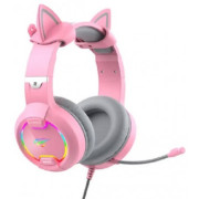 Gaming Headset Havit H2233d, 50mm driver, 20-20kHz, 20 Ohm, 100dB, 2.2m, 3.5mm+USB, RGB, Pink+Ears