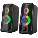 Gaming Speakers Havit SK202, 2x2.5" drivers, 2x3W RMS, 4Ohm, 3.5mm+USB, RGB, Black