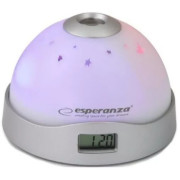 Clock Esperanza CASSIOPEIA  EHC001, Moon star projector, colorfull Led Light, built-in alarm with snooze feat, Power: 3x AAA battery (not included)