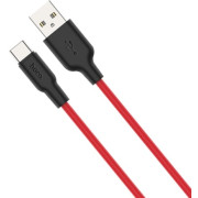 Cable USB to USB-C HOCO X21 Silicone, 1m, Black/Red, up to 2A, Charching Data Cable, Outer material: Silicone