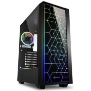 Sharkoon RGB LIT 100  ATX Case, with Side&Front Panel of Tempered Glass, without PSU, Illuminated Front Panel, Pre-Installed Fans: Front 1x120mm, Rear 1x120mm A-RGB LED, 2xARGB LED Strip, ARGB Controller, 2x3.5"/6x2.5", 2xUSB3.0, 1xUSB2.0, 1xHeadphones, 1