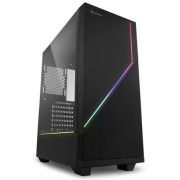Sharkoon RGB FLOW  ATX Case, with Side Panel of Tempered Glass, without PSU, Tool-free, Illuminated Front Panel, Pre-Installed Fans: Front 1x120mm, 2x ARGB LED Strips, ARGB Controller, 2x3.5"/6x2.5", 2xUSB3.0, 1xUSB2.0, 1xHeadphones, 1xMic, HDD/SSD Cage, 