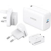 USB Charger  Anker PowerPort III Pod 65W, USB-C, PowerIQ 3.0, PPS, 3 travel plugs included (US/UK/EU), white