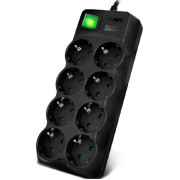 Surge Protector 8 Sockets, 3.0m, Sven SF-08E-16, Black, flame-retardant material