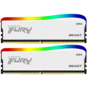 32GB (Kit of 2*16GB) DDR4-3200  Kingston FURY® Beast DDR4 RGB Special Edition, PC25600, 1Rx8, CL16, 1.35V, Auto-overclocking, Asymmetric WHITE heat spreader, Dynamic RGB effects featuring Kingston FURY Infrared Sync technology, Intel XMP Ready (Extreme Me