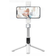 Bluetooth Selfie Stick Remax, Tripod P13, Dual Light, White