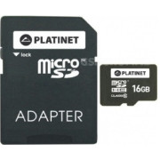 Platinet PMMSD1610 MicroSDHC  Secure Digital + Adapter 16Gb [42209]