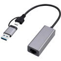 Gembird A-USB3AC-LAN-01, USB 3.1 + type-C Gigabit network adapter, Chipset RTL8153, space grey