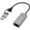 Gembird A-USB3AC-LAN-01, USB 3.1 + type-C Gigabit network adapter, Chipset RTL8153, space grey