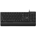 Keyboard Genius Smart KB-100XP, 12 Fn keys, Spill-Resistant, Curve key cap, Palm Rest, 1.5m, USB, EN/RU, Black