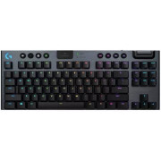 Gaming Wireless Keyboard Logitech G915 TKL, Mechanical, Ultra thin, GL Tactile, Aluminum, Media сontrols, Volume roller, RGB, 2.4GHz+BT, EN, Carbon