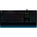Logitech Gaming Keyboard G213 Prodigy, Mech-Dome, Spill resistance, Media controls, RGB, Integrated palm rest, Adjustable feet, Anti-ghosting, Game Mode, USB, Black, RU layout