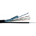 Cable FTP cat.5e outdoor cable, 24AWG 4X2X1/0.525 copper, LACU5007A, APC Electronic, 305m FTP cat.5e outdoor cable, 24AWG 4X2X1/0.525 copper, Double jacket(Inner jacket: PVC jacket, Outer Jacket: PE jacket) with wire messenger: 7/0.49 steel wire, Cable di