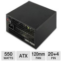 Power Supply ATX 550W KME, PK-Series, 120 mm Fan, Retai, lATX 12V 2.0; Dual +12V (17A,16A), +5V (30A), +3.3V (28A); 1x24Pin; 2x4Pin P IV; 5xMolex; 2SATA; 1xFloppy