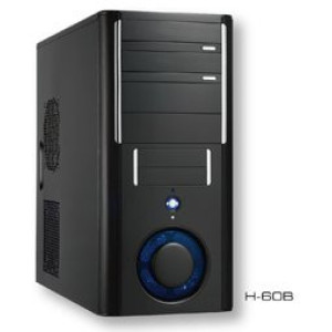 Case ATX MID. TOWER Dominator H-60B Black, W/O PSU, USB2.0, HD Audio, Dim.: 460x200x440mm