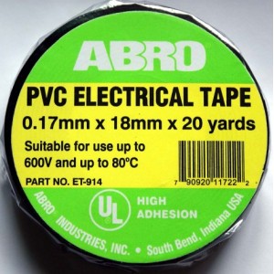 ABRO (ET 914) Изолента 18мм х 20м ( черная),выдерживает до 600V и 80° С ()