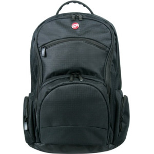 PORT NB bag 16" -  ASPEN 16 / Backpack Line - Backpack, with 1 notebook compartment, 1 MP3 player pocket, organiser pocket, anti-perspiration + ergonomical back, new reversible rain cover, secret pocket , Black outside - grey inside, belly strap
