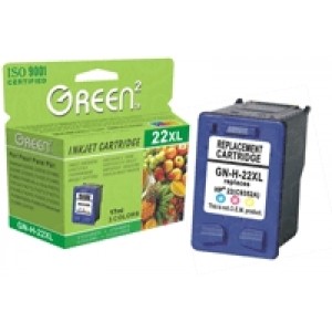 Green2 GN-H-22XL, HP-22(C9352A) Compatible, 17ml, 3Color: HP Deskjet F300/F310/F325/F335/F340/F350/F370/F378/F380/F385/F388/F390/F2100/F2110/F2140/ F2180/F4100/F4135/ F4140/F4150/F4180/F4185/F4190; D1311/D1320/D1330/D1341/D1360/ D1368/D1400/D1420