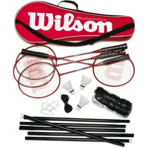 Set badminton Tour Pro, 4 rachete + 3 fluturase + husa+ fileu