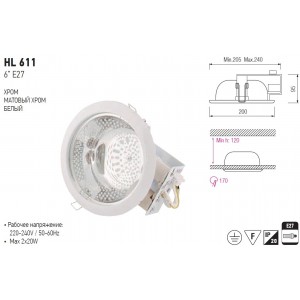 HL611 CORP DE IL. D/L 6 CROM E27