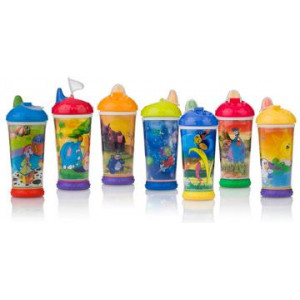 Cana "Magica" cu pai a/curgere din silicon si capacel 330 ml Nuby 9641