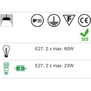 RD KOS 03-060 SU 2*60W E27 NM CORP DE ILUMINAT