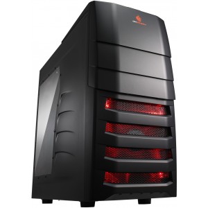CoolerMaster CM Storm Enforcer ATX Case, w/o PSU, Meshed front panel, Tool-less, 200mm Red LED front silent fan, 1x120mm rear silent fan, 2x USB3.0, 2x USB2.0/Audio,  StormGuard™, Black