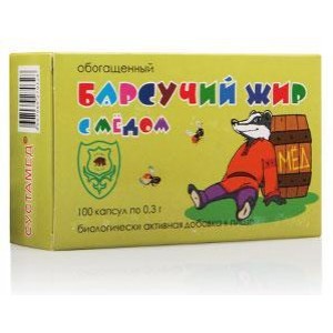 Барсучий жир Обогащённый с мёдом 100 капс*0,3гр К100 (шт)