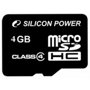 4 GB Silicon Power MicroSDHC + SD adapter, (Class  4)