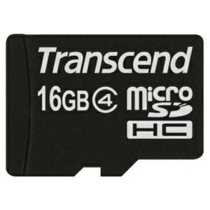 16GB MicroSDHC (Class 4) , Transcend "TS16GUSDC4" (R/W:19/7MB/s)