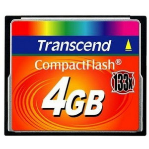 .4GB CompactFlash Card, Hi-Speed  133X, Transcend "TS4GCF133" (R/W: 30/10MB/s)