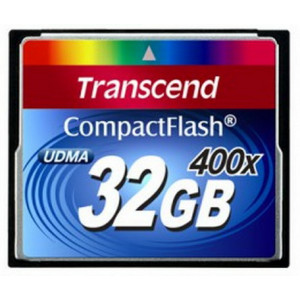32GB CompactFlash Card, Hi-Speed  400X, Transcend "TS32GCF400" (R/W: 90/60MB/s)