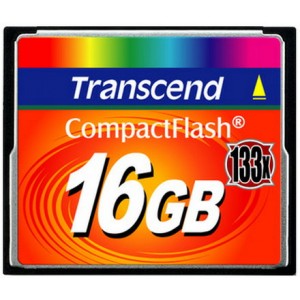16GB CompactFlash Card, Hi-Speed  133X, Transcend "TS16GCF133" (R/W: 30/10MB/s)