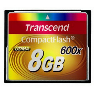 .8GB CompactFlash Card, Hi-Speed  600X, Transcend "TS8GCF600" (R/W: 90/90MB/s)