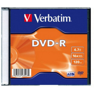 DVD+R 4.7GB, 16x, 1 Slim Case, Verbatim