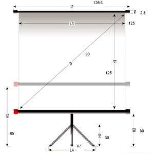 Sopar "Junior"-series Low-Priced Tripod Screen 125x125cm, matt white/S, 6 kg