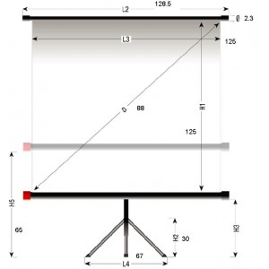 Sopar Tripod Screen "Junior" 153x153cm, 88", format: 1:1, 5Kg, Front white Lenticular/Rear Black, Viewing angle 150°
