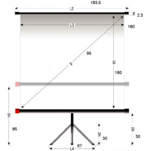Sopar "Junior"-series Low-Priced Tripod Screen 180x180cm, matt white/S