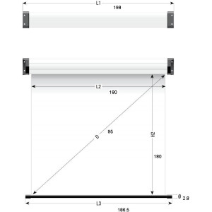 Sopar Electrical Projection Screen 180x180cm,  "New Gold" Series, Matt White; Weight 11.6kg, case width 9.5cm
