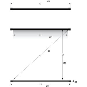Sopar Manual Projector Screen "Eco Spring" 153x153cm, 86", format 1:1, 3Kg, White/Rear Black, Locking Device