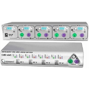 Gembird CAS-441 Automatic CPU and audio switch, 4 PCs, one set of keyboard/monitor/mouse to control 4 PCs