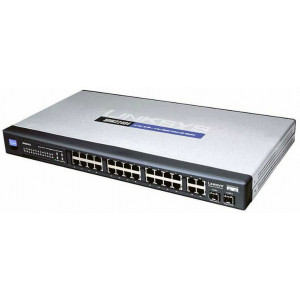 24-port 10/100Mbps + 4-Port Gigabit Switch + 2 SFP, Cisco SRW224G4-EU, SNMP managed switching