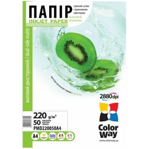 ColorWay DualSide MatteCoated Photo Paper A4, 220g, 50pcs  (PMD220050A4)