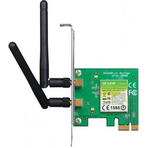 TP-LINK TL-WN881ND, 300Mbps Wireless N PCI Express Adapter, Atheros, 2T2R, 2.4GHz, 802.11n/g/b, 2 detachable antennas