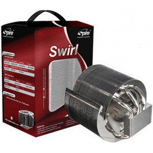 AC Spire S775,S1155,S1156,S1366,AM2,AM3 "Swirl II" (10-26dBA,800-2000rpm,83.12CFM,Control Unit) * Three (3) 8mm all copper U-shaped copper heat-pipes * Straight lined heat-pipes allowing air to easily pass through * All-directional 45 aluminum fins for be