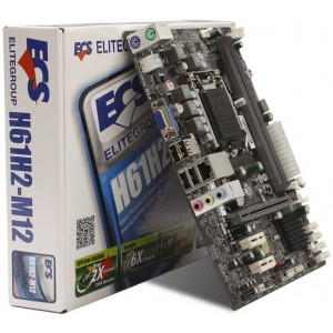 MB S1155 ECS H61H2-M12 (V1.0)  (Intel H61, mATX) 5GT/S DMI, 2xDDR3(1333/1066 ) up to 16GB ,DVI, VGA,PCI-Ex.16x1, PCI-Ex.1x2,4xSATA 3.0GB/s,8xUSB2.0,1xGbit LAN,Audio 6ch.,
